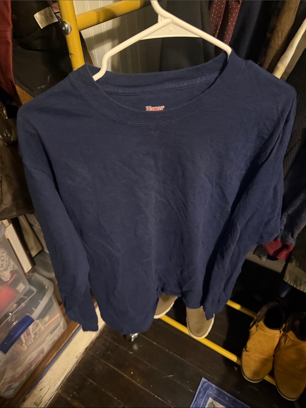 Hanes Navy Long-Sleeve Crewneck Tee
